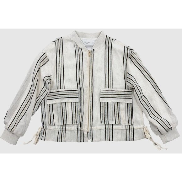 FRNCH Paris Jacket Zip Up Metallic Gold Pinstripes Lightweight - Picture 1 of 16